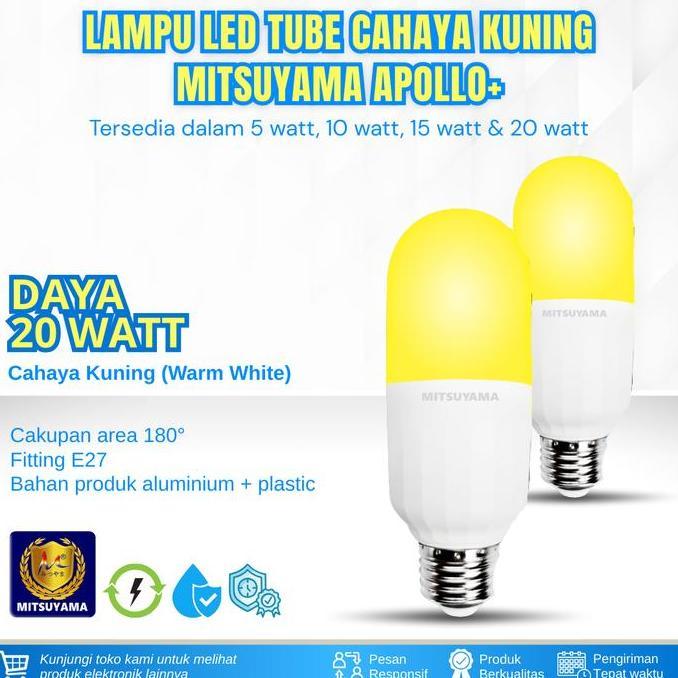 Lampu Led Tube Apollo 20 Watt Cahaya Warm White Lampu Hias Led Warna Kuning Lampu Tabung Led 20 Watt