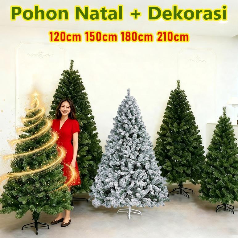 pohon natal 1 meter Luxury kepadatan tinggi Pohon hiasan pohon natal komplit Christmas Tree Cemara D