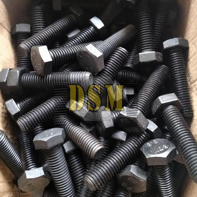Grade 8.8 / Mur Baut Baja M16x120 / Hex Bolt + Nut Pitch 2,0 Kunci 24