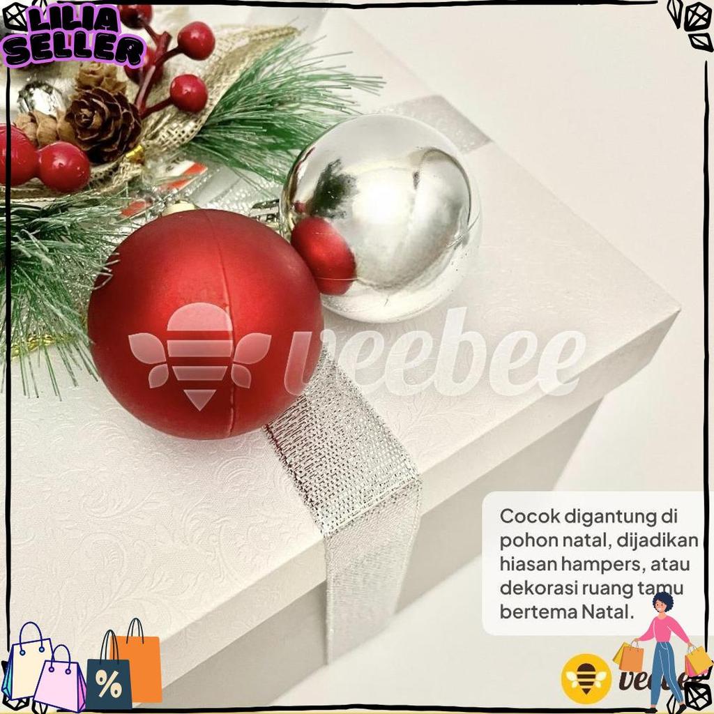 Super sale Bola Natal Plastik 4cm Isi 12pcs (V24) | Hiasan Pohon Natal | Christmas Ornament | Bola D