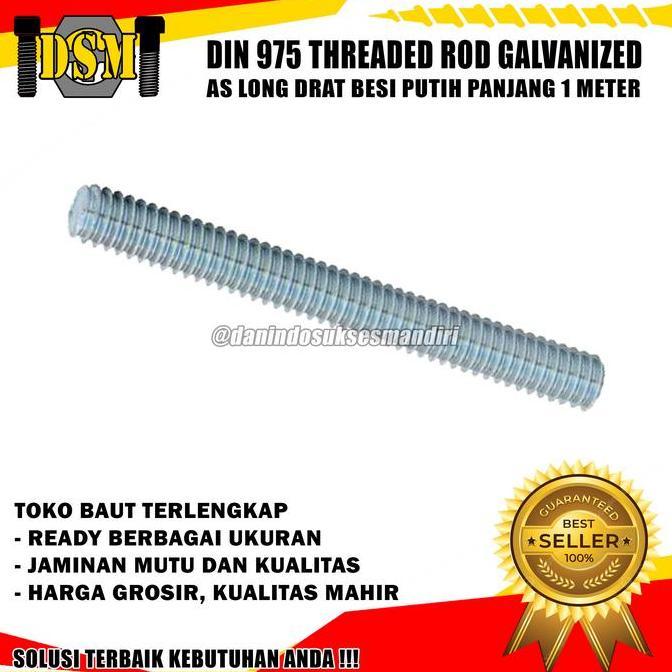As Drat M16 / Long Drat 16 MM / Thread Rod M16x1 Meter Galvanis Grade 4.8