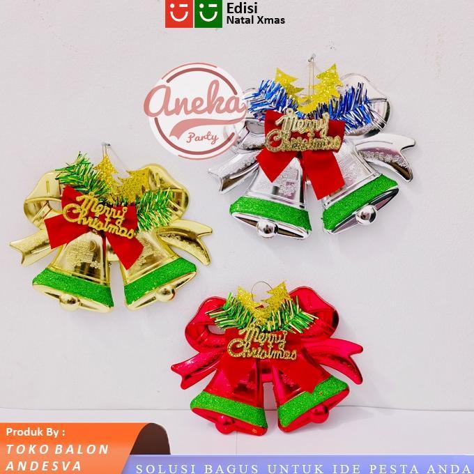 Termurah hiasan gantung lonceng Krans pohon natal / ornamen dekorasi natal xmas /ornamen lonceng bel