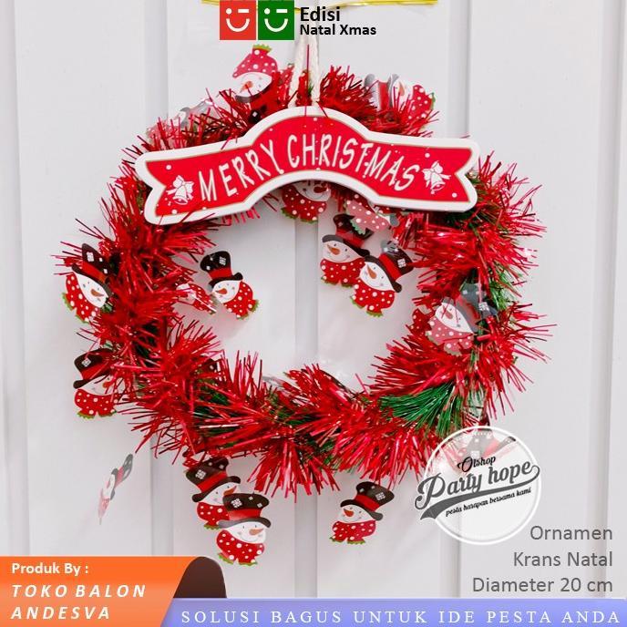 Grosir Hiasan Natal Krans Snowman / Ornament Natal Ring Karangan Bunga Natal / dekorasi natal pintu 