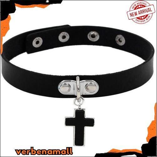 Premium Choker Kulit Premium Ring Gesper Hati Salib Kucing Cosplay Punk Pu Leather Jepang