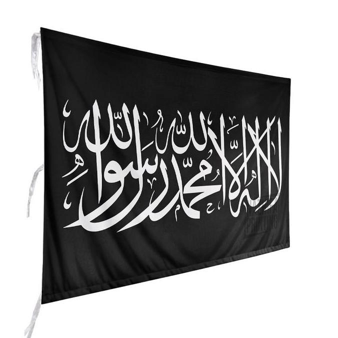 Bendera Tauhid Kecil dan Bendera Tauhid Besar Bahan Satin Peles