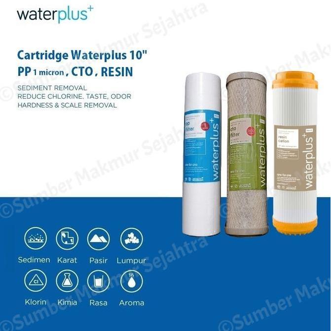 Paket Cartridge Filter Air Waterplus 10" Pp Cto Resin Terbaik