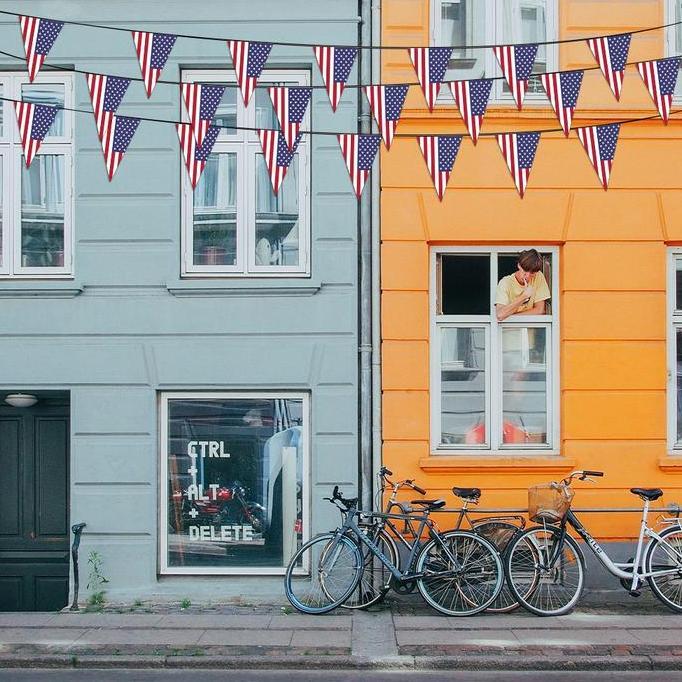Bendera Gantung Motif Negara Amerika - USA Bunting Flag Segitiga - Hiasan Festival dari Kain