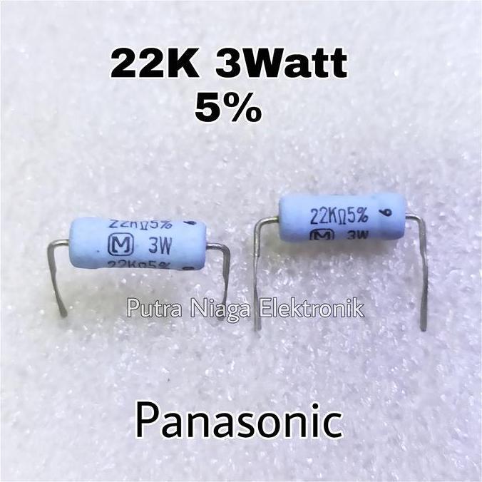 Diskon (1) Resistor Biru 22K 3Watt Panasonic 22K 3 Watt Original putran1a Kualitas Baik