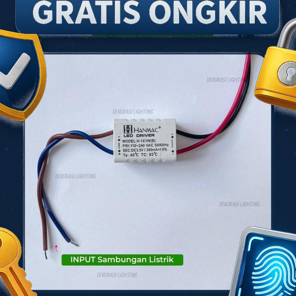 Trafo Driver Led 1X1W Hpl Power Supply 1W Dc 3.5V 300Ma Untuk 1Watt