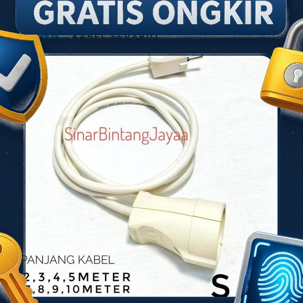 Uticon Kabel Sambungan Listrik Extension  Contra Steker Arde Kabel 1Meter - 10Meter