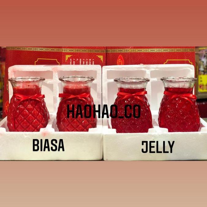 Lilin Merah Bentuk Nanas Jumbo/Besar | 2 Varian ( Biasa dan Jelly