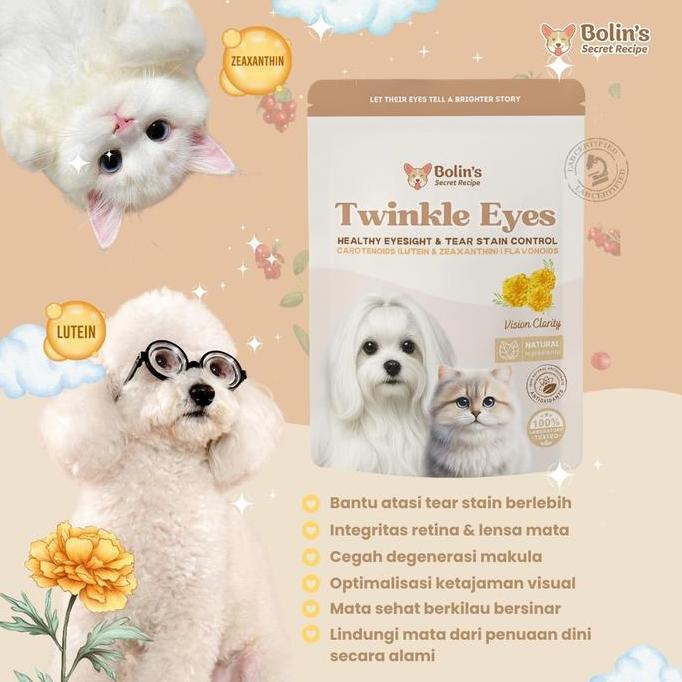 Bolin's Secret Recipe - TWINKLE EYES 50gr - Suplemen Mata Anjing Kucing Lutein Zeaxanthin untuk Kont