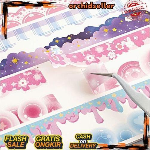 Bigpromo [1Box 12Pcs] Washi Tape Stiker Pinggiran Buku Hiasan Jurnal Sticker Aesthetic