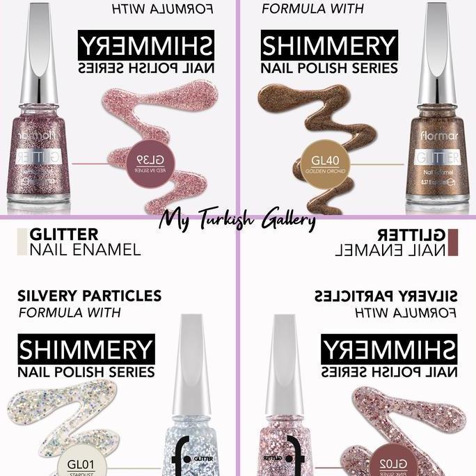 Kutek Glitter Flormar Nail Art Polish Kuku