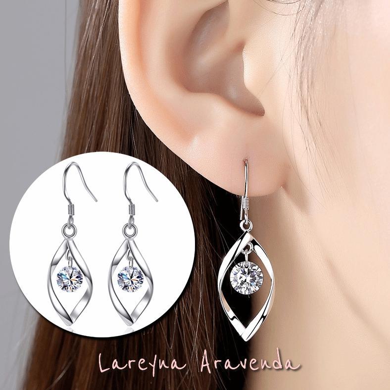 Pakaian Wanita- Anting Wanita Korea S925 Kristal Crystal Hook Retro At052 - Lingerie - Baju Dinas Ma