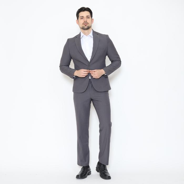 Lawell Setelan Jas Formal Pria Grey (Abu) Jas & Celana Regular Fit Kain Tekstur Halus Paul-S1/Paul-R