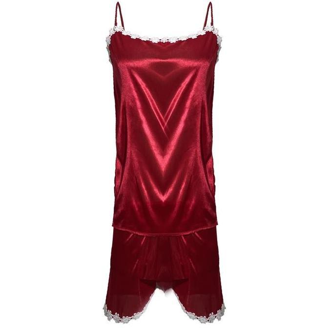 Promo [ RedPink ] Set Sleepwear Pajamas Leisure Baju Tidur Wanita Fit Atasan Tanktop Sleeveless Fron