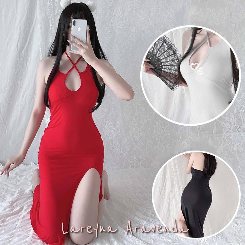 Pakaian Wanita- Set Lingerie + Cd Seksi Gaun Malam Panjang Romantis Lg524 - Lingerie - Baju Dinas Ma