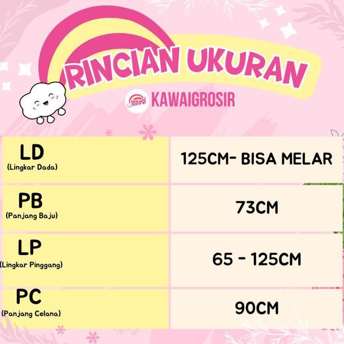 Promo KAWAI BAJU TIDUR PIYAMA SETELAN PP JUMBO LD 125 OVERSIZED IMPORT Diskon