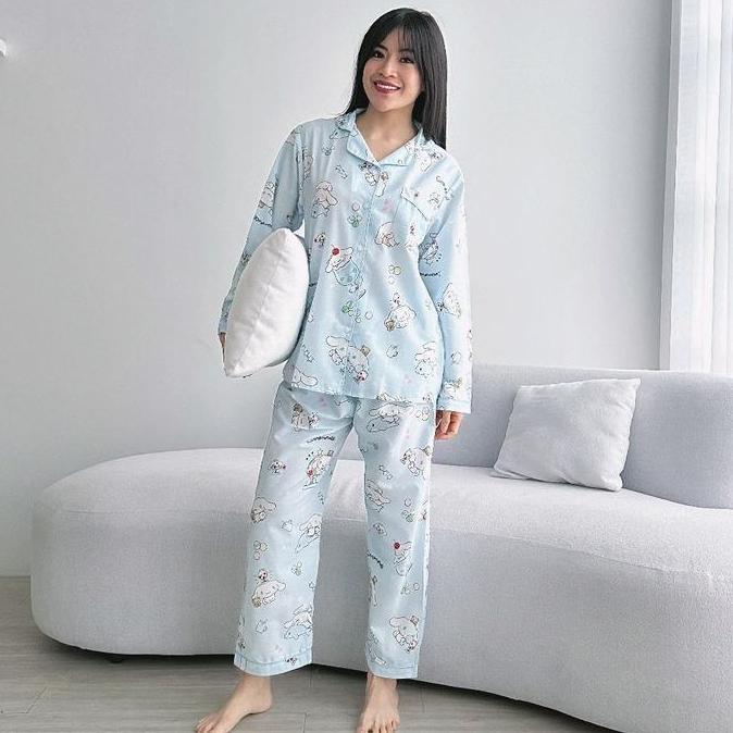 Promo Piyama Katun Celana Panjang Lengan Panjang - PP - Piyama Wanita Diskon