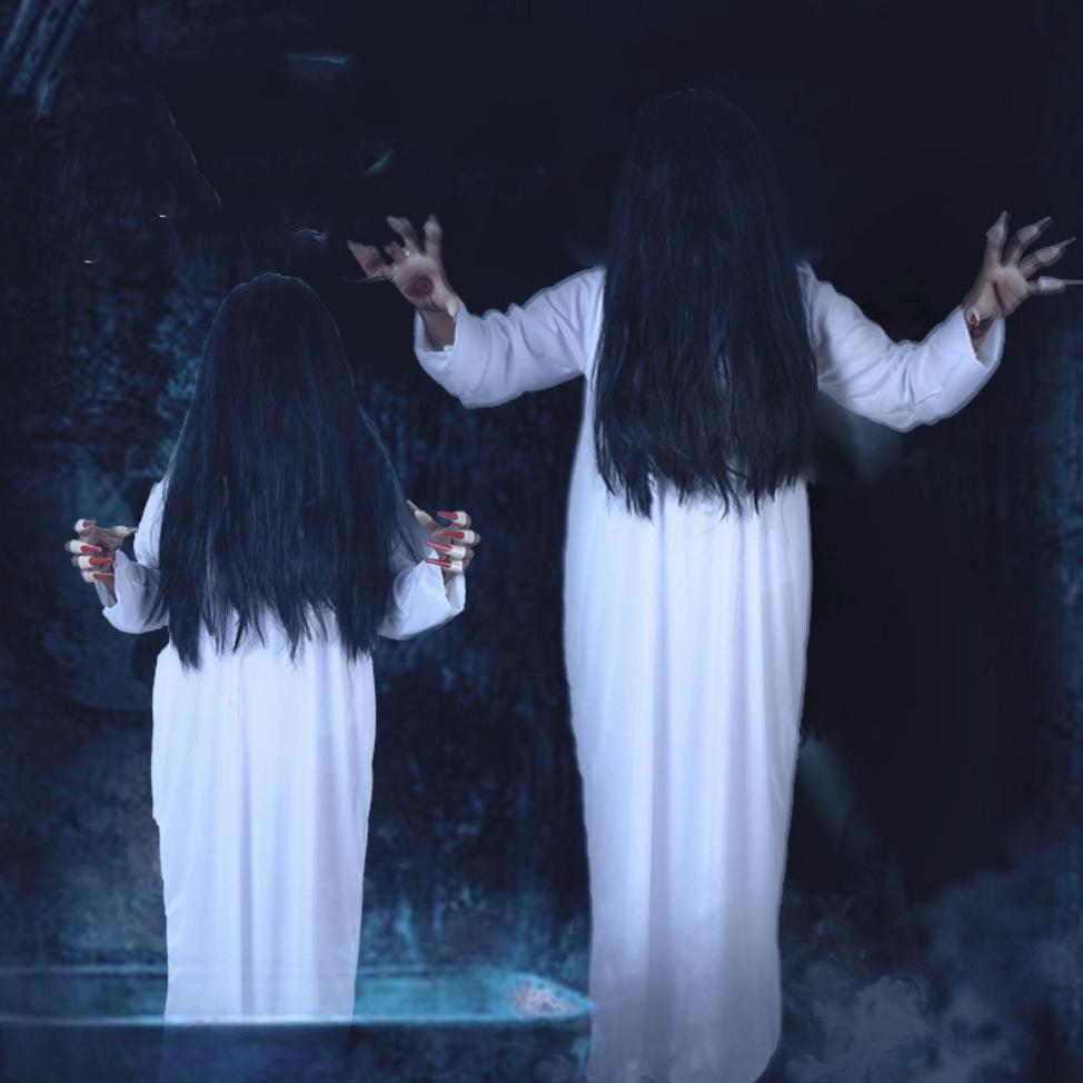 KOSTUM SADAKO HANTU WANITA SERAM SETAN PAKAIAN HALLOWEEN HALLOWEN HALOWEEN HELLOWEEN HELOWEEN HELLOW