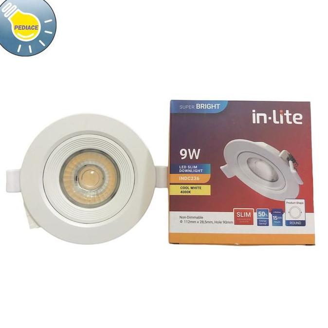 Lampu LED Slim Downlight 9 WATT Inbow INLITE INDC236 Spotlight 9W SNI