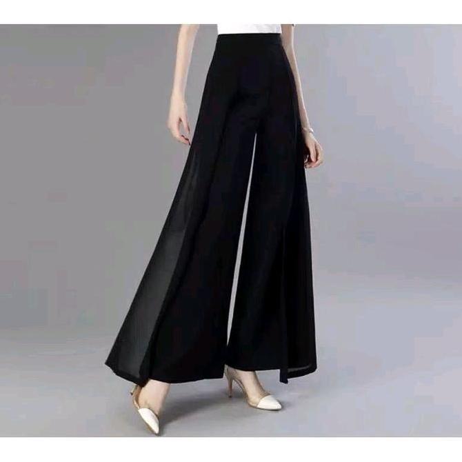 Serry Celana Kulot Wanita Scuba Kombinasi Ceruty Baby Doll Rumbai Casual