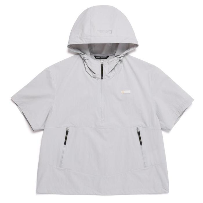 National Geographic Adelie Light Woven Stretch Short Sleeve Anorak Silver Grey - Hoodie Unisex Silve