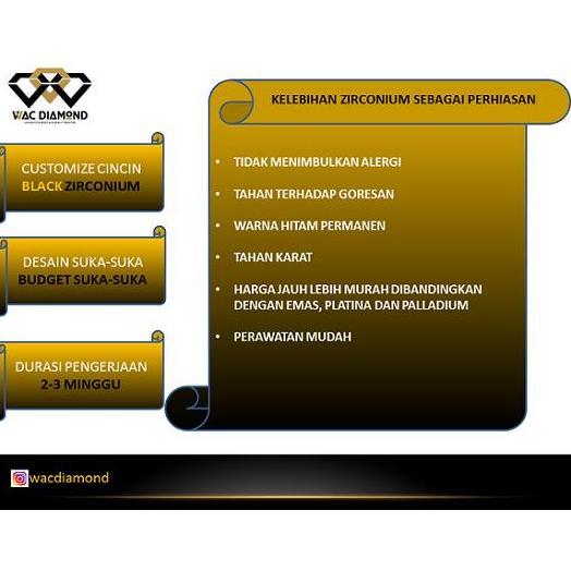 (DR-2) Cincin Couple kawin Custom Zirconium Hitam Emas Paladium