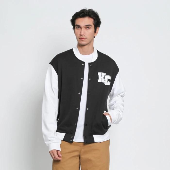 Kent&Crew Jaket Varsity Hitam - Off White Pria - C-Bibg07-B9 Terlaris Best Quality 100% Original