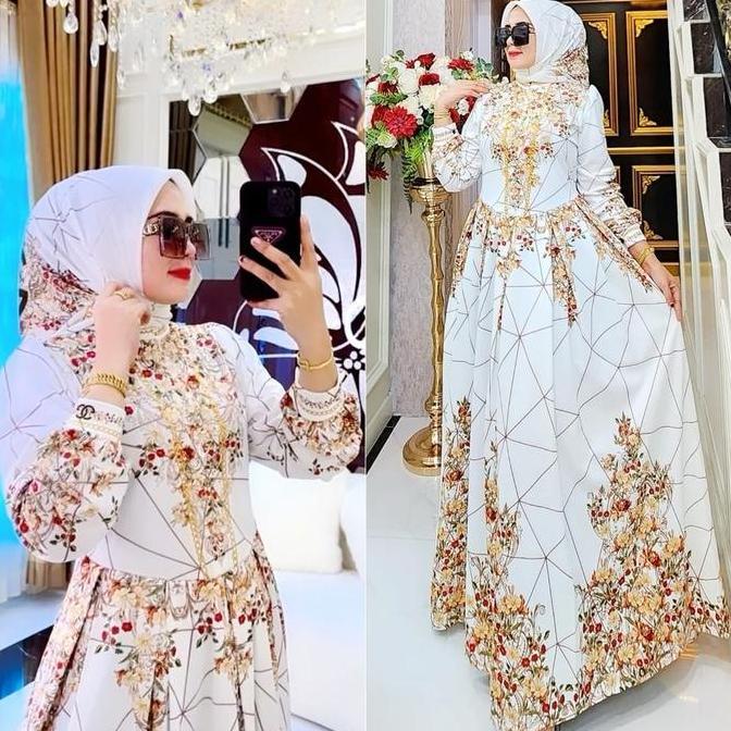 KODE GAMIS BUNGA KERATON NEW MAXI DRESS SCUBA IMPORT BY SHR PREMIUM