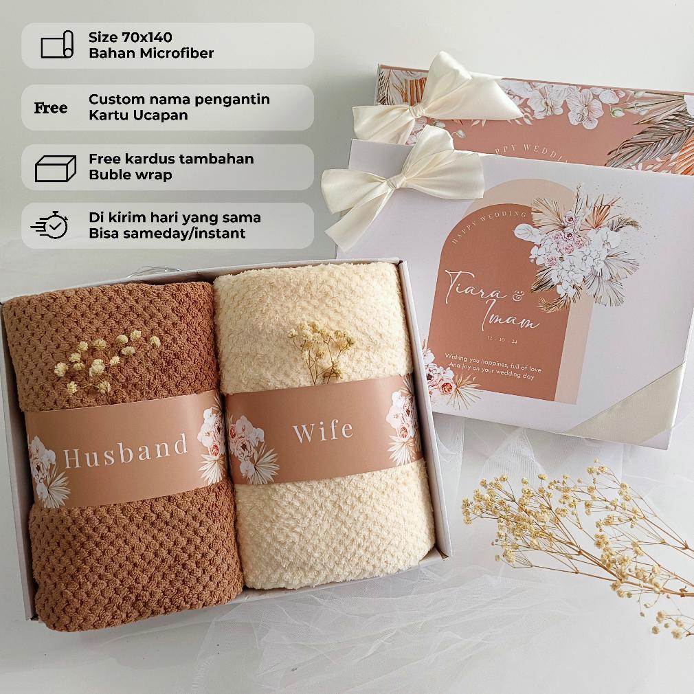Hampers Handuk Couple Pasangan Gift Set Box Handuk Hampers Wedding Pernikahan Wedding Gift