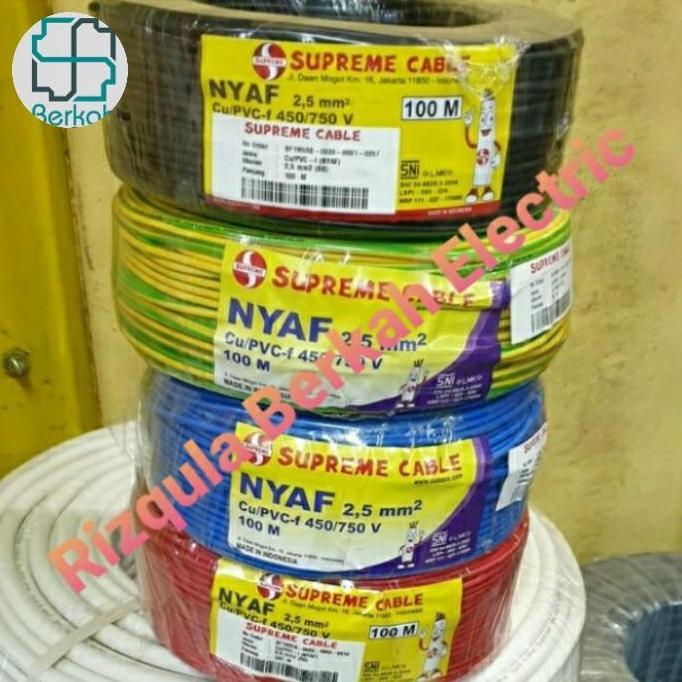 Kabel NYAF 1x2.5 SUPREME 100 Meter.Warna Hitam/Biru/Merah/Kuning hijau