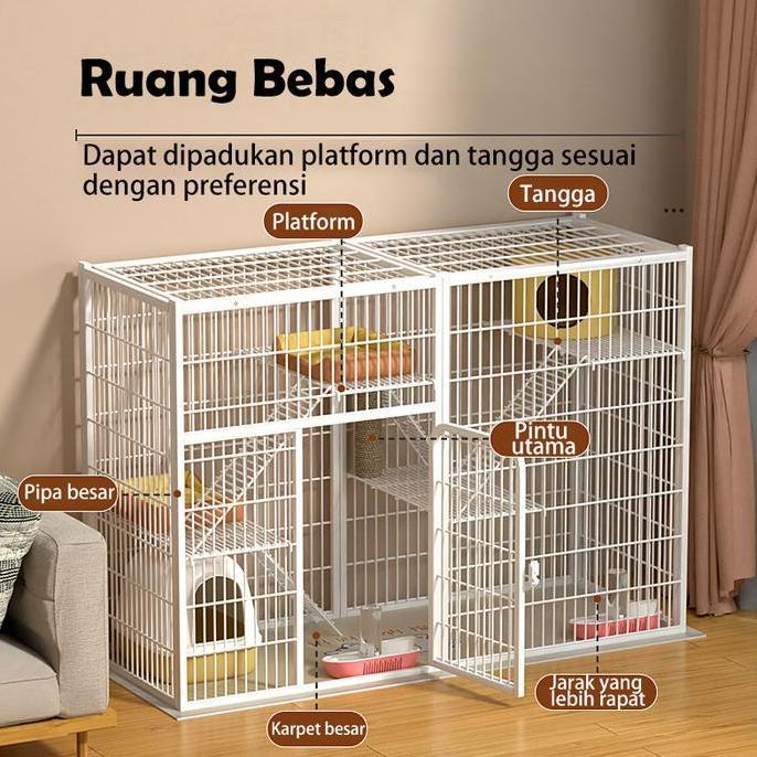 Gweenshand4 - Papapet Kandang Kucing Putih 3 Tingkat Ukuran 124X8X48 Cm, Rumah Kucing Besar