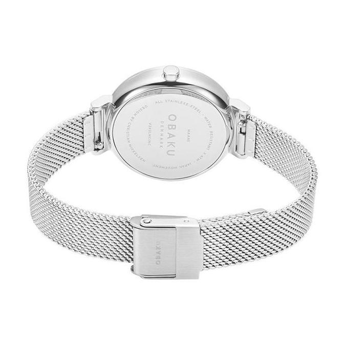 Jam Tangan Wanita Obaku V243LMCIMC Maane Steel Moonphase Silver Dial Stainless Steel Mesh Strap