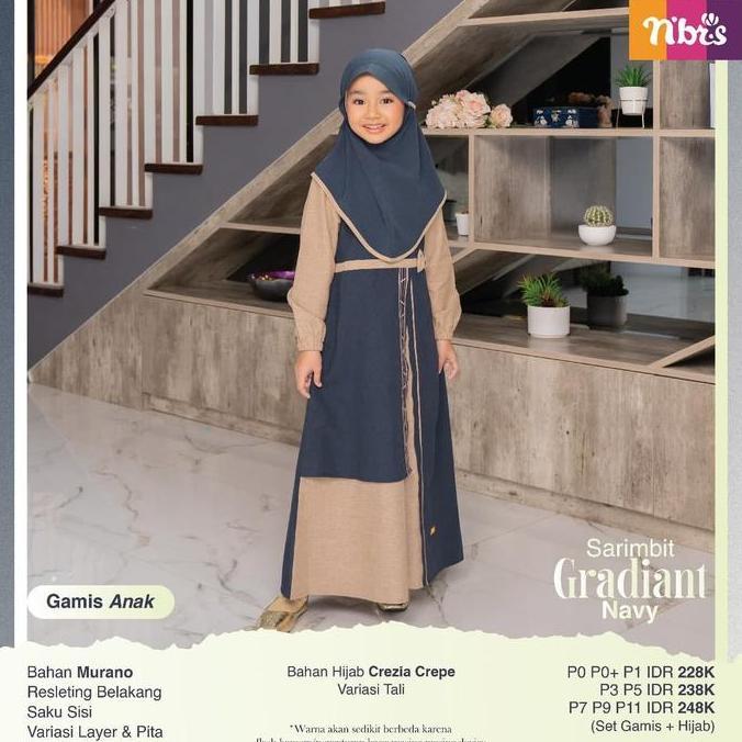 Baju Couple Keluarga + Nibras Sarimbit Gradiant Navy + Family Set Ori