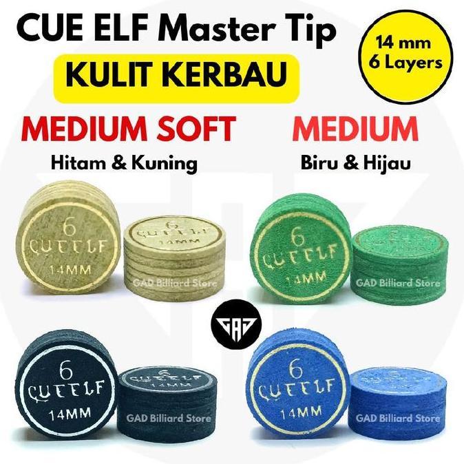 Cue Elf Cue Tip Play Billiard | Bahan Kulit Kerbau