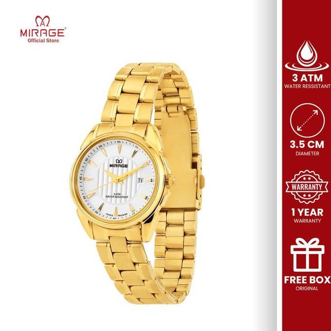 Mirage Watch - Jam Tangan Wanita Mewah Elegant Emas Gold Stainless Anti Air 8844 L