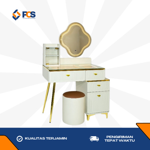Meja Rias DT-211 Cream / Meja Rias & Kursi / Meja Rias 3 Lampu / Lemari Meja Rias / Laci Meja Rias