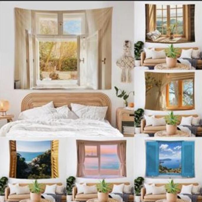 Promo LATAR BACKGROUND DEKORASI PEMANDANGAN PAJANGAN DINDING LUKISAN KAIN Diskon