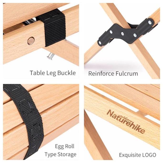 New- Meja Lipat Naturehike NH19JJ009 Portable Wood Roll Table