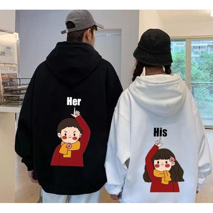 Switer hoodie couple pasangan pria wanita / sweater couple her & his cwe cwo hoodie couple pria wani