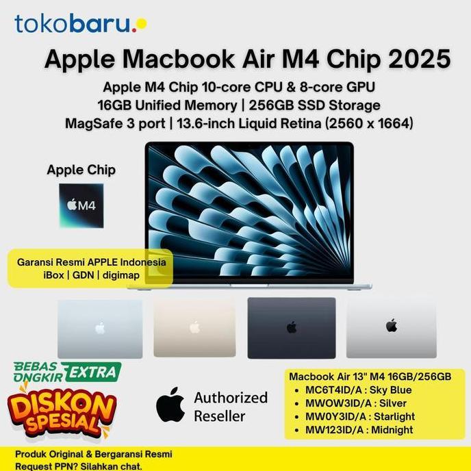 veronaika - apple macbook air m4 chip 16gb 256gb resmi ibox laptop apple terbaru