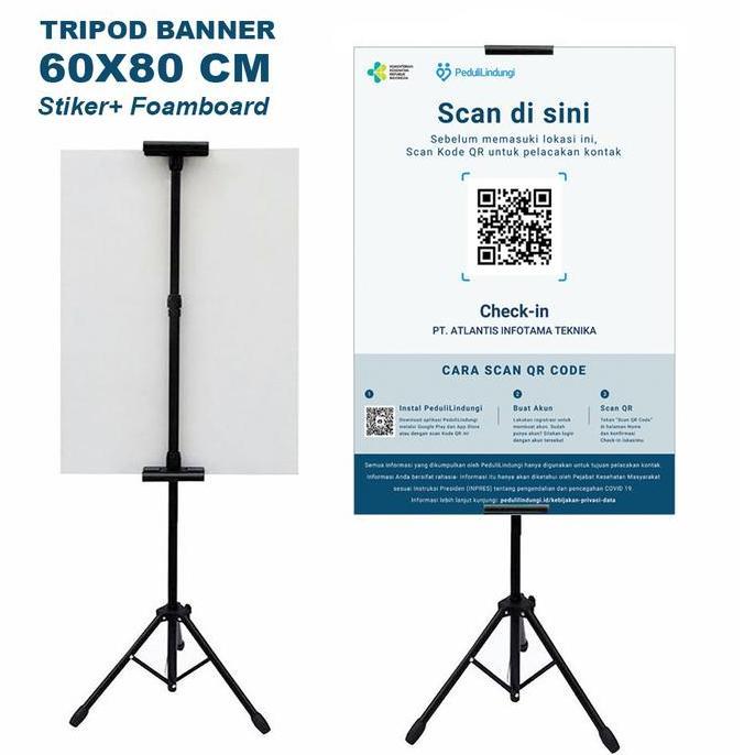 Spesial Tripod Stand Banner Display / Tiang Iklan Peduli Lindungi Uk 60X80 Cm