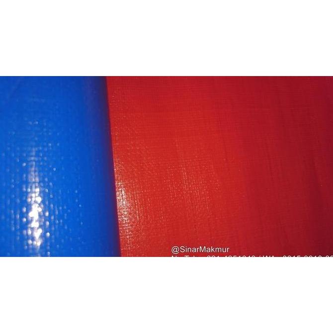 Diskon Terpal Plastik A12 Sakura Biru-Orange Lebar 4 Meter Ukuran 6X8 Meter
