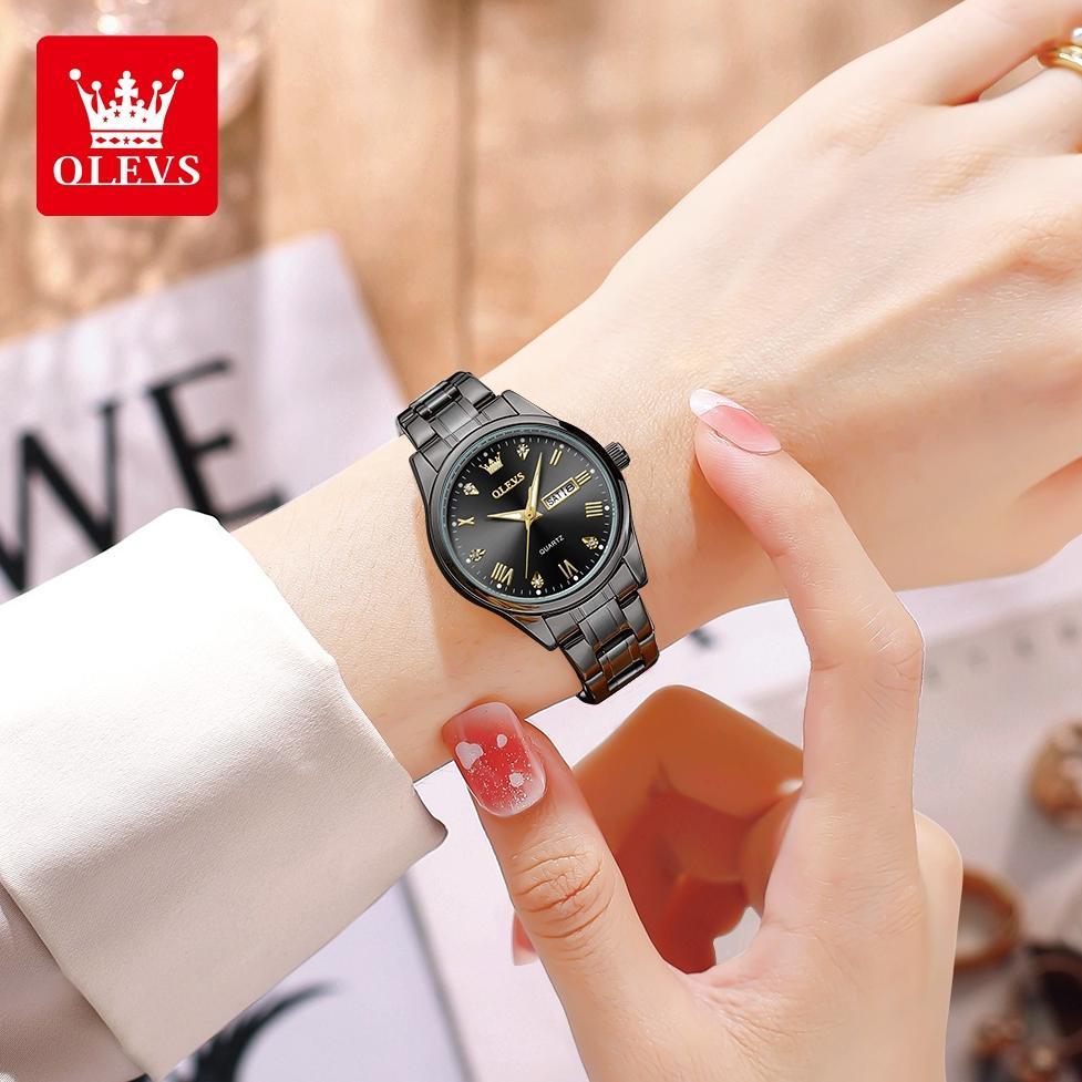 NEW OLEVS JAM TANGAN WANITA KOREA KECIL ANTI AIR ORIGINAL CEWEK KALENDER LUMINOUS WOMEN WATCH 5563