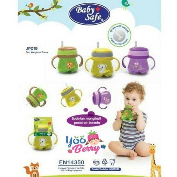 Yooberry tempat gelas latihan minum bayi Trainer Cup Weighted Straw Baby Safe