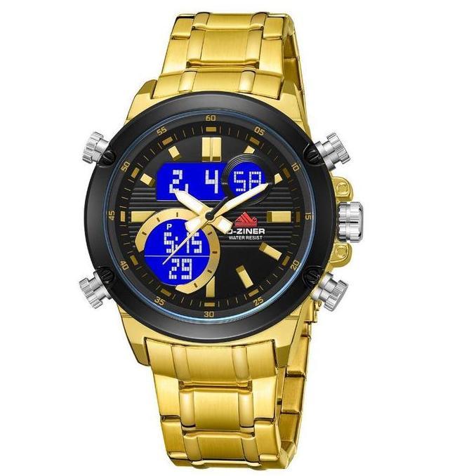 Dziner Jam Tangan Pria 8333 Rantai Stainless Steel Double TIme Water Resistant 3 ATM Waterproof Kaca