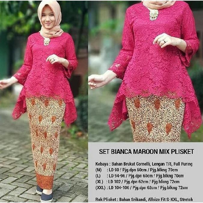 Kebaya Modern Brokat Rinjani Abu Rok Plisket