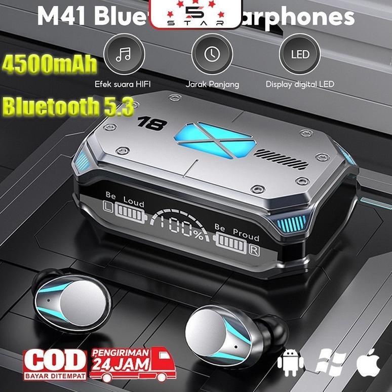 Premium Terbaik Tws M41 Headset Bluetooth Gaming Earphone Bluetooth Wireless Bass Headphone Bluetoot